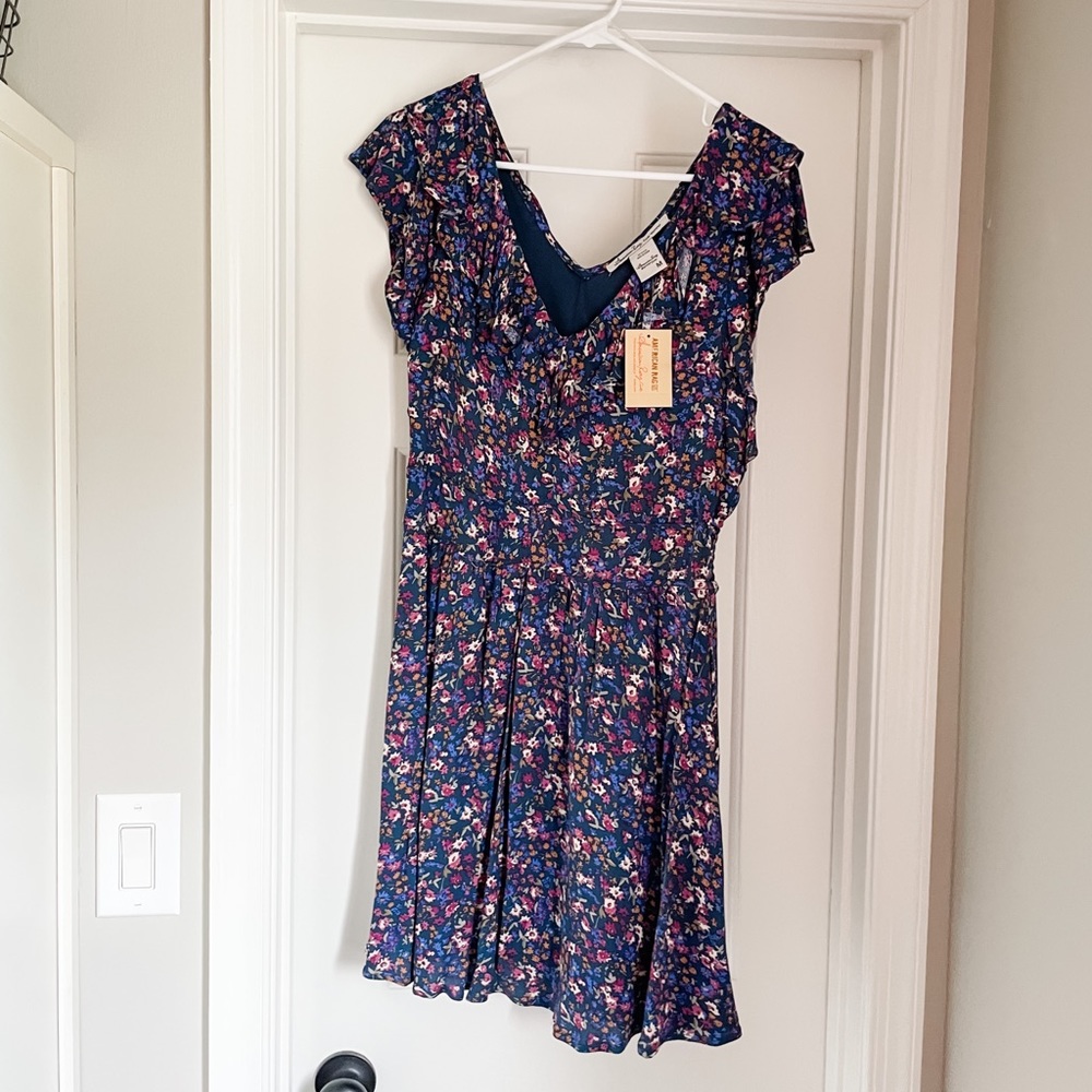 Teal floral print dress